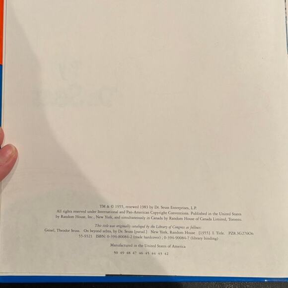 VTG 1983, Out of Print - On Beyond Zebra! by Dr. Seuss, Book, HC - Picture 3 of 5